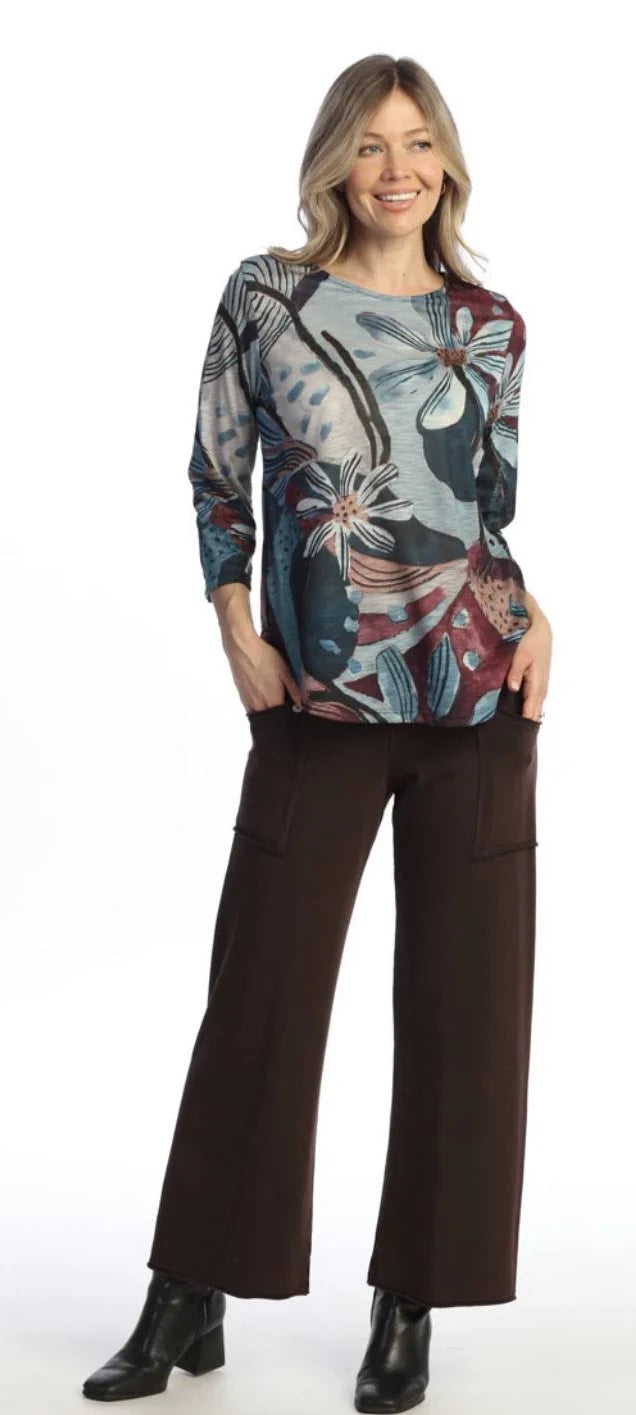 Blue Black Auburn Floral Top