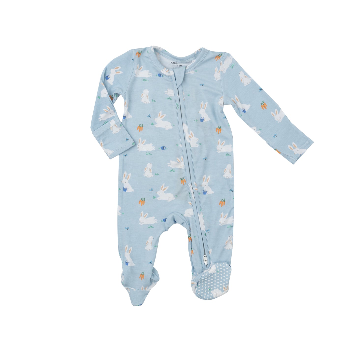 Blue Bunny and Carrots 2way Zipper Footie