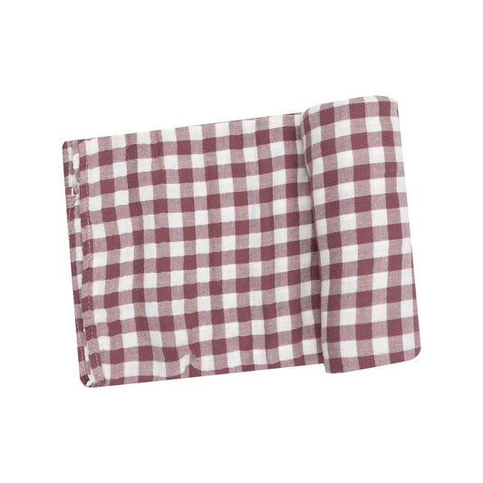 Gingham Plum Swaddle Blanket