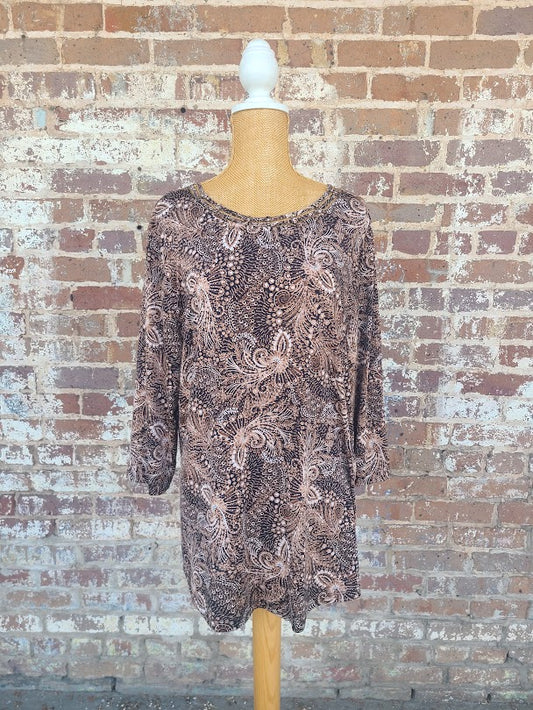 Brown Emily Top (Plus-Sized) beautiful paisley