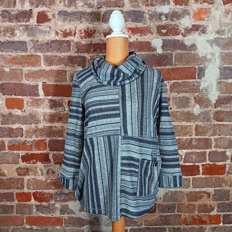 Grey Stripes Cowl Top