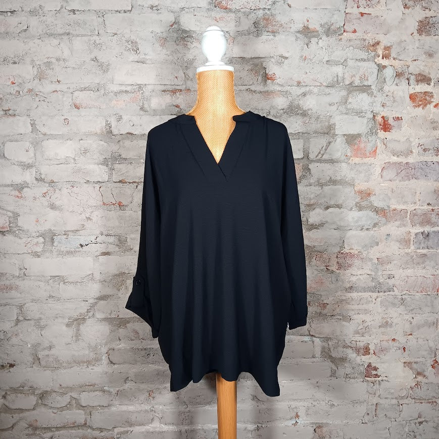 Black V-neck Collar Top