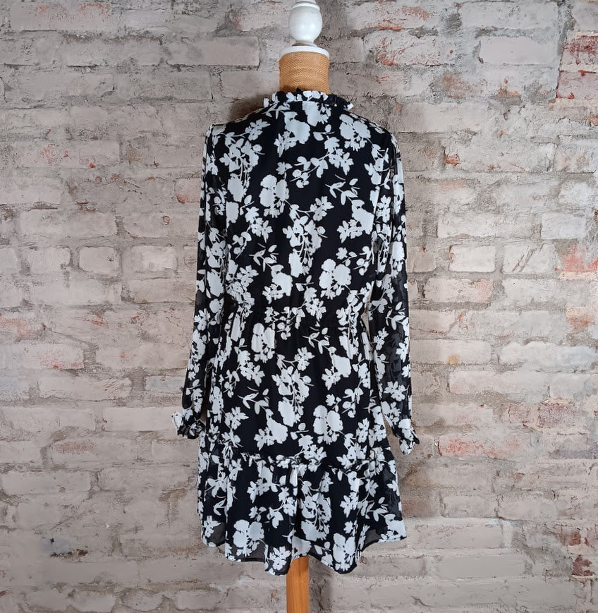 Black Floral Dress 100% Polyester and Lined