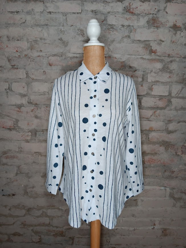 Navy Stripe Dot Shirt