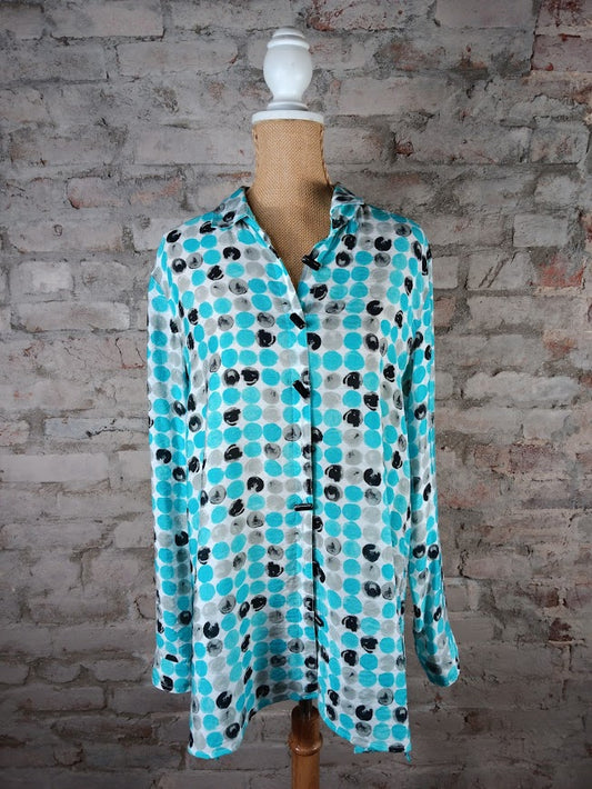 Dotted Turquoise Hi-Lo Top (Plus-Sized)