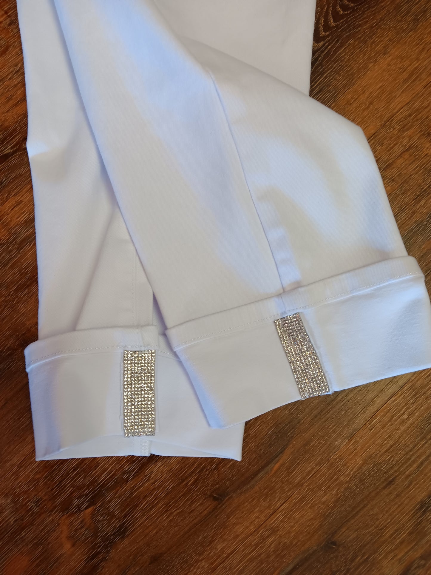 White Jewel Cuff Capris