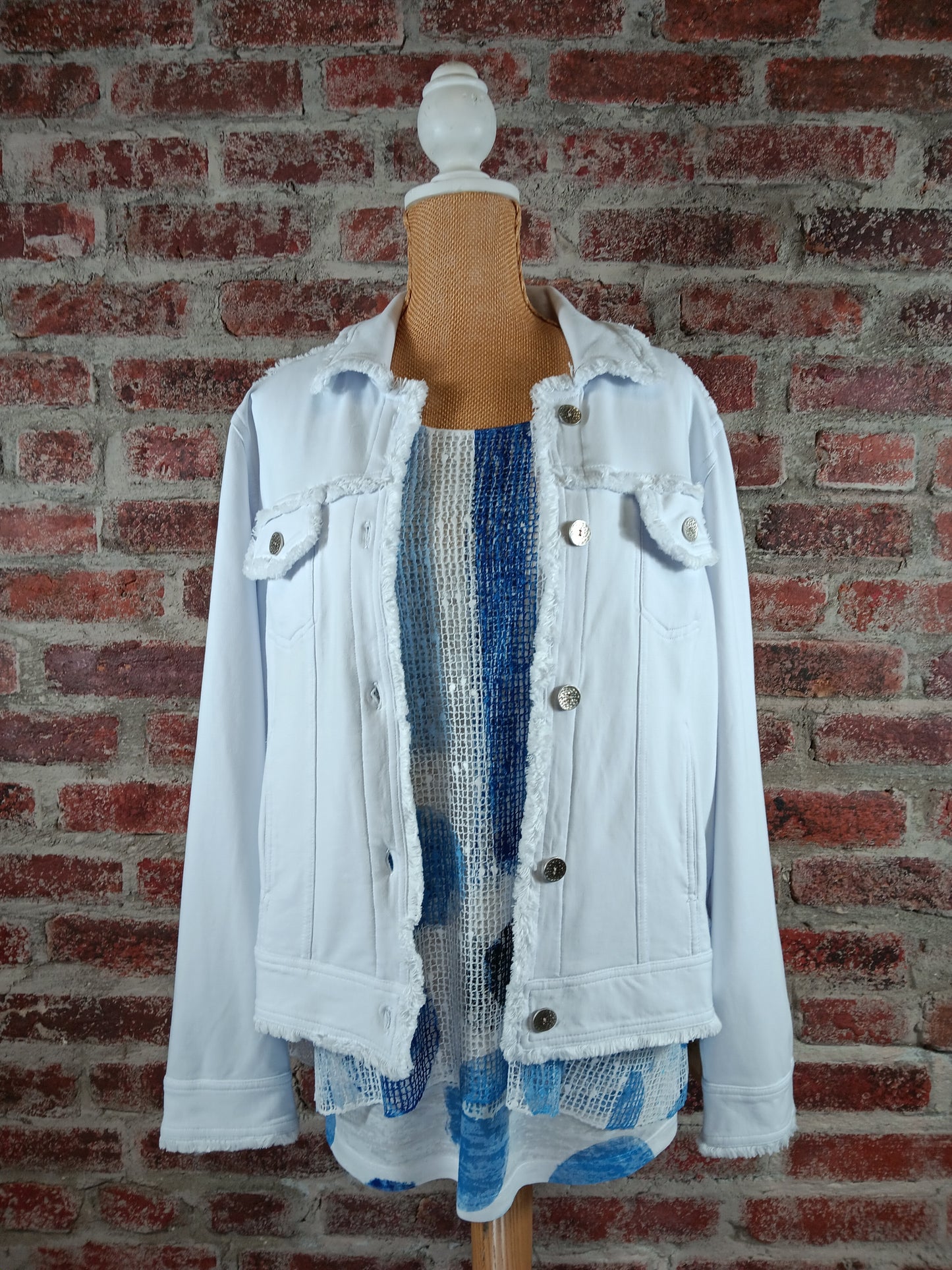 White Fringed Knit Jacket