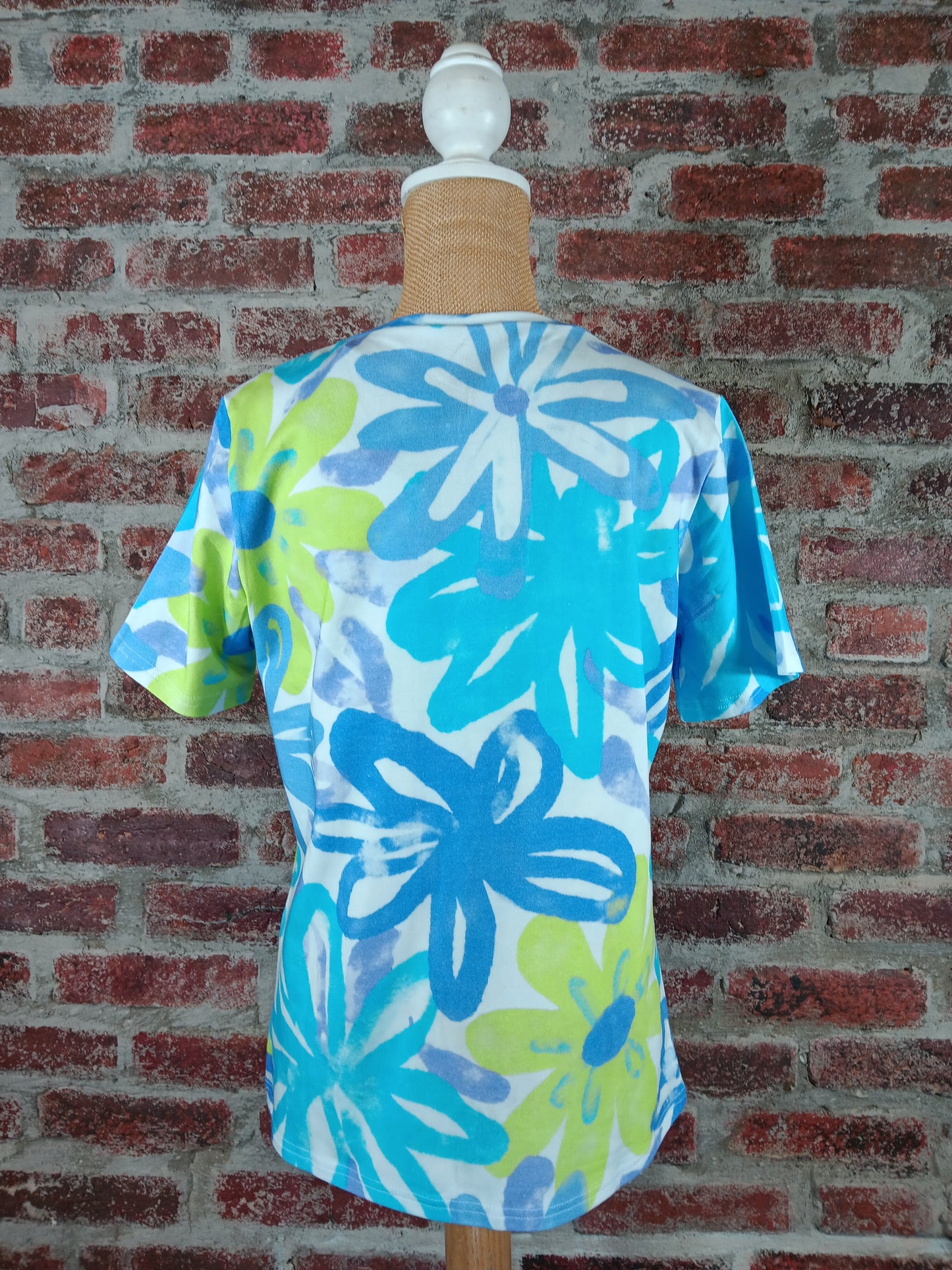 Floral Blue Green Short Sleeve T-shirt