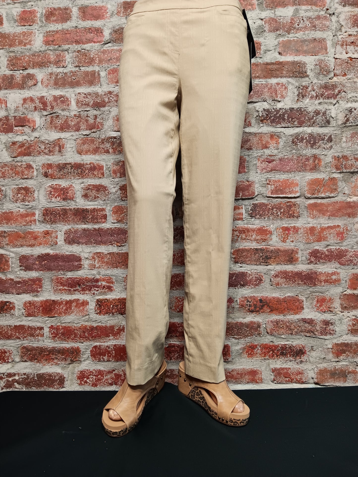 Khaki Pull-Over Ankle Pants W/ Real Front Pockets