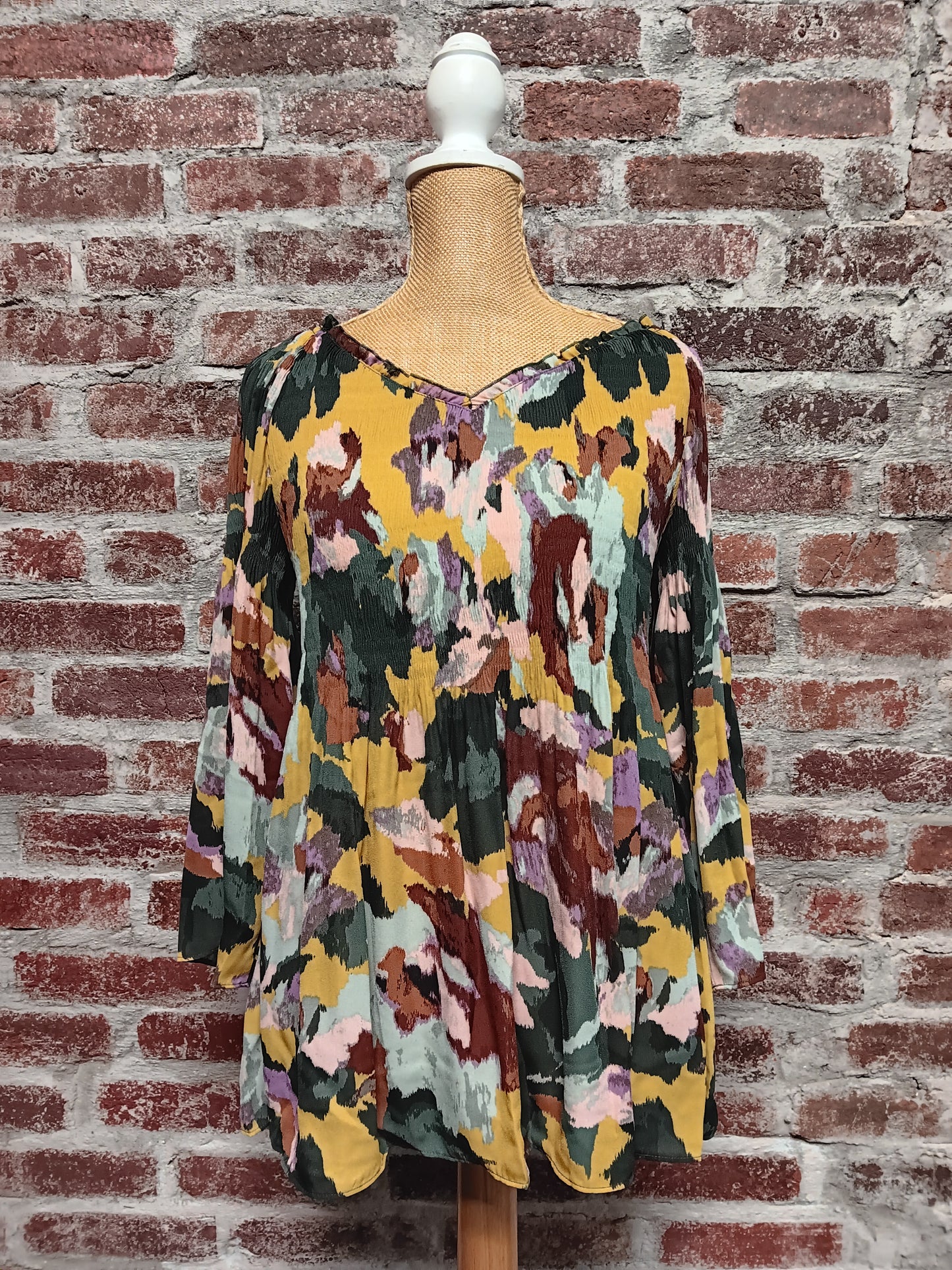 Multicolor Pattern 3/4 Sleeve Blouse