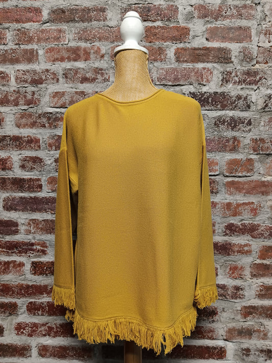 Gold Fringe Hem Pullover