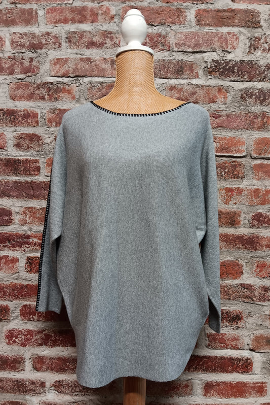 Gray Knit Pullover Sweater