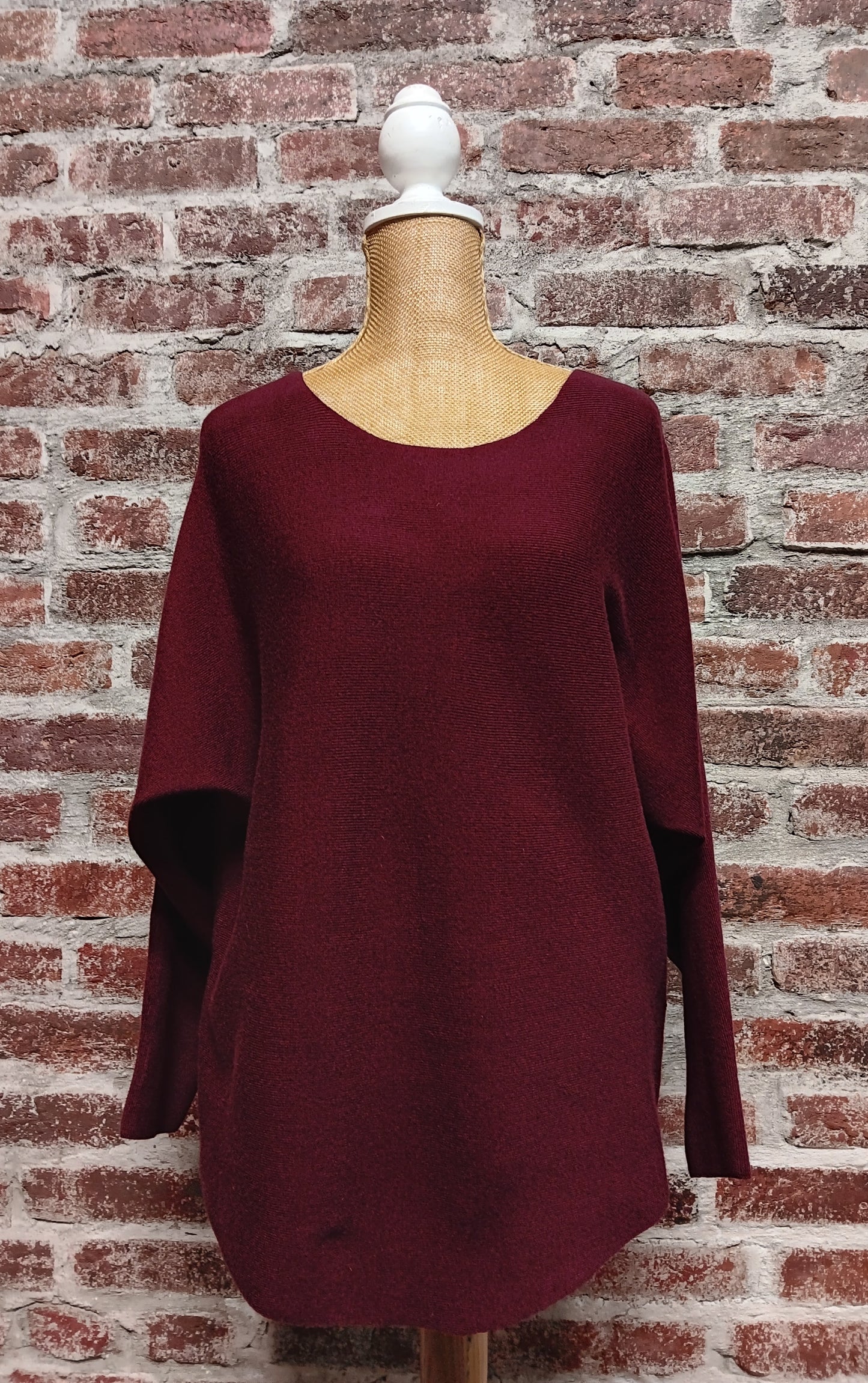 Wine Colored Knit Pullover Sweater