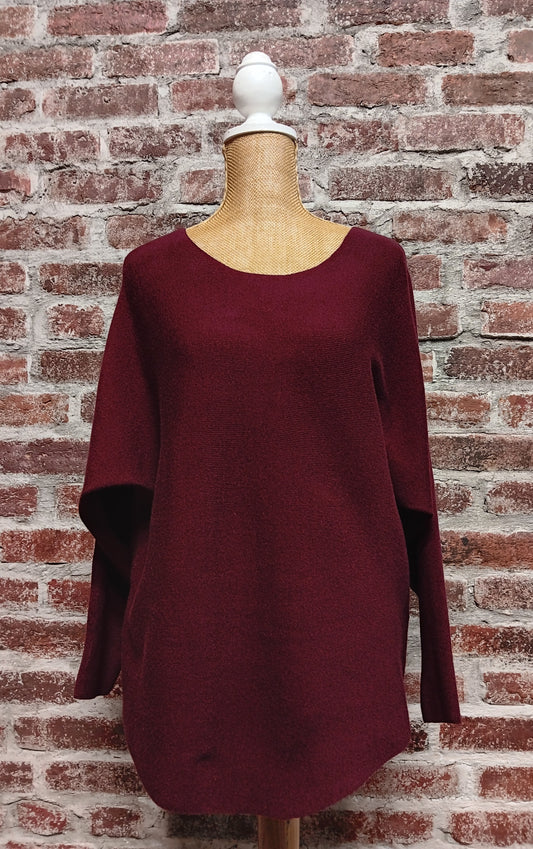 Wine Colored Knit Pullover Sweater