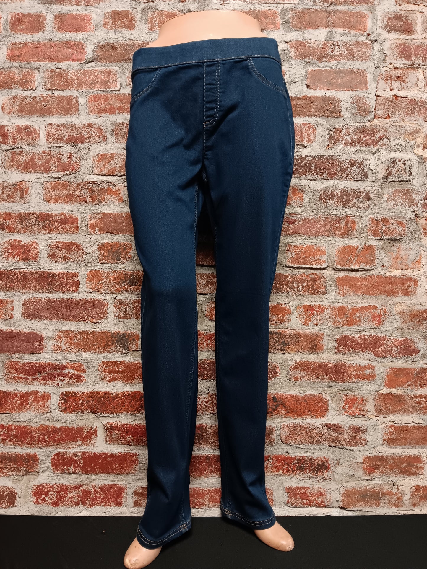 Dark Denim Contour Waist Bootcut Pants w/Real Pockets