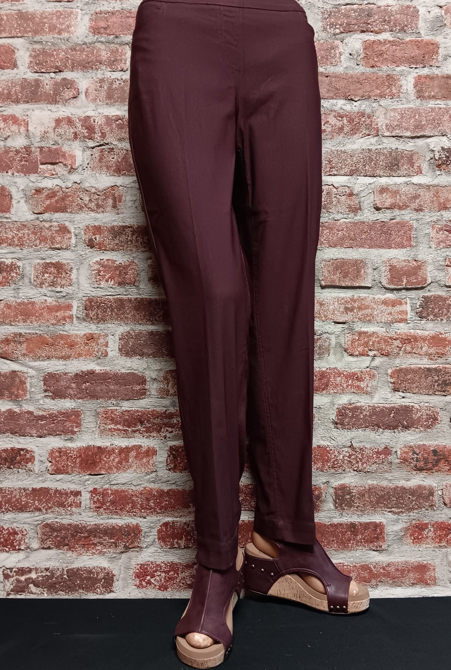 Eggplant Pull-Over Ankle Pant w/Real Pockets