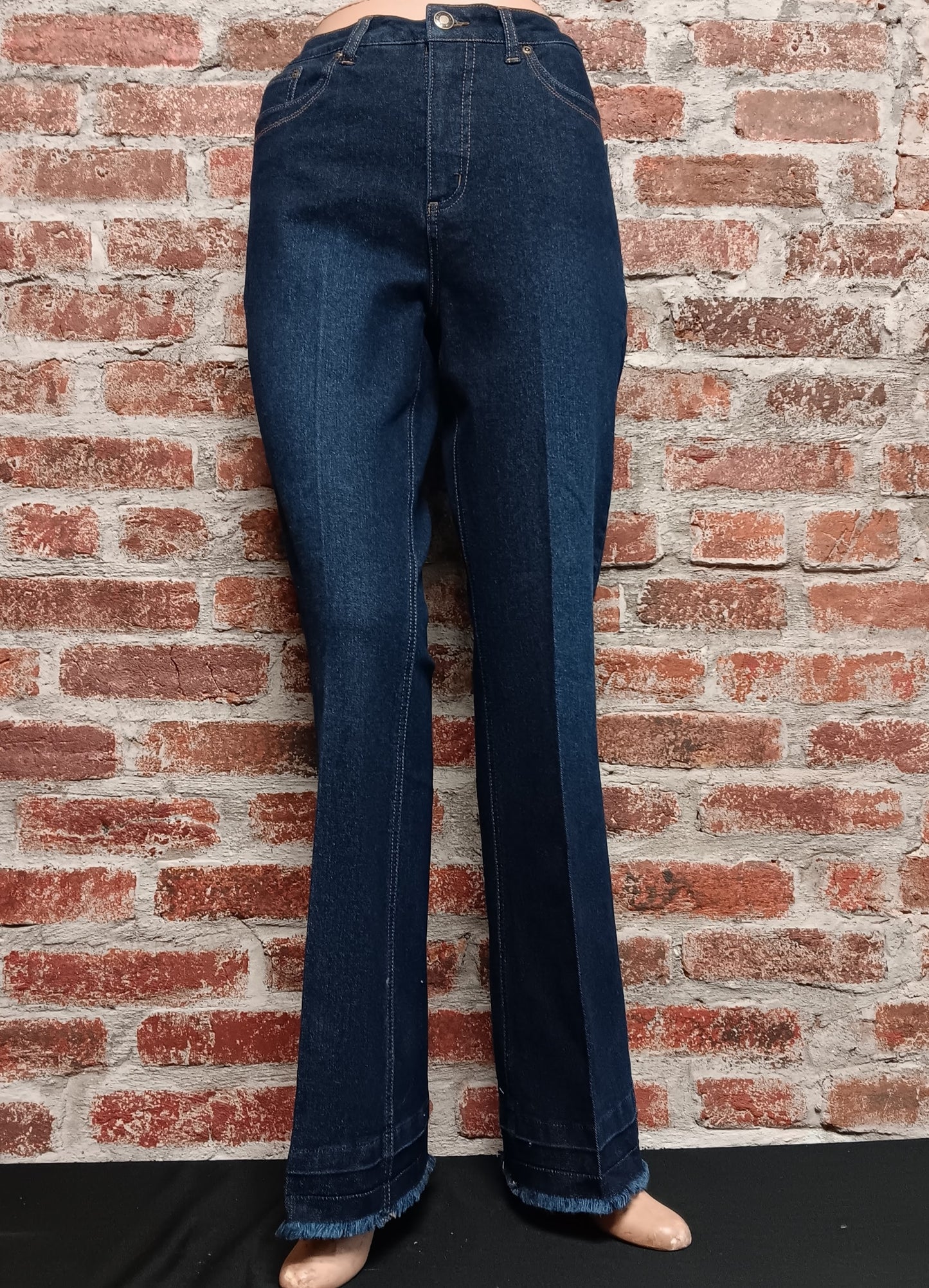 Dark Denim Contour Waist Bootcut Pants w/Real Pockets