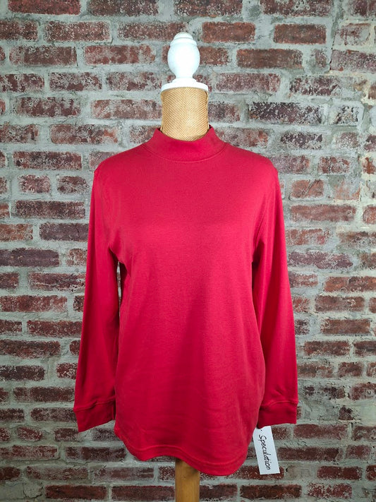 Red Long Sleeve Mock Neck Sweater