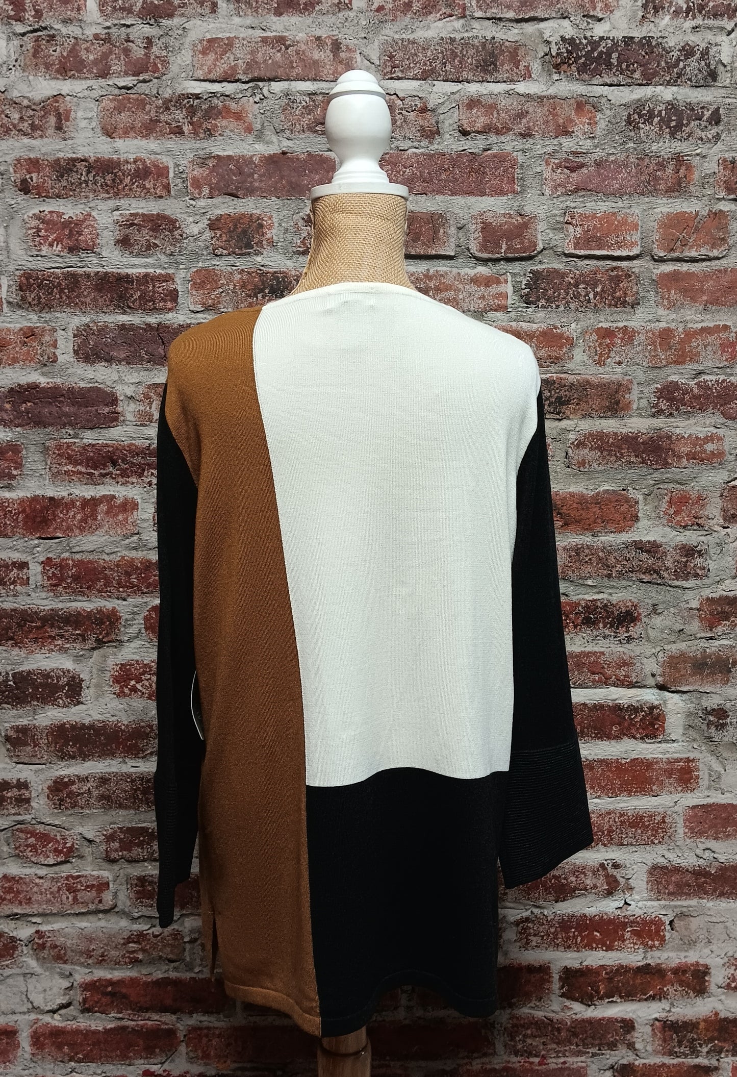 Gold/Black/Cream Color Block Light Knit Top