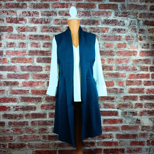 Long Teal Drawstring Vest w/Pocket