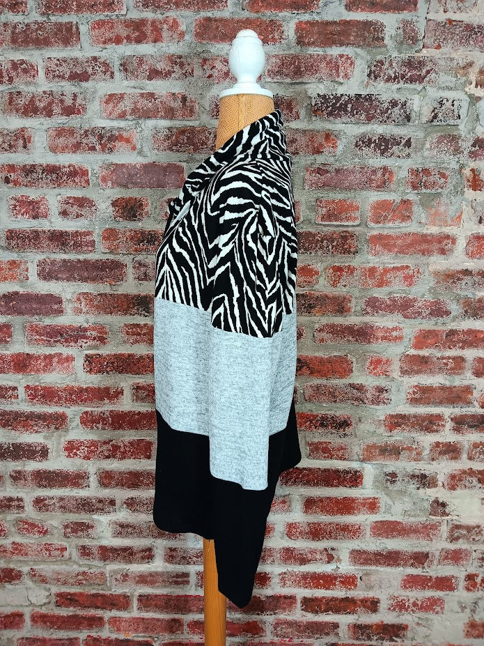 Zebra Print Color Block Knit Top