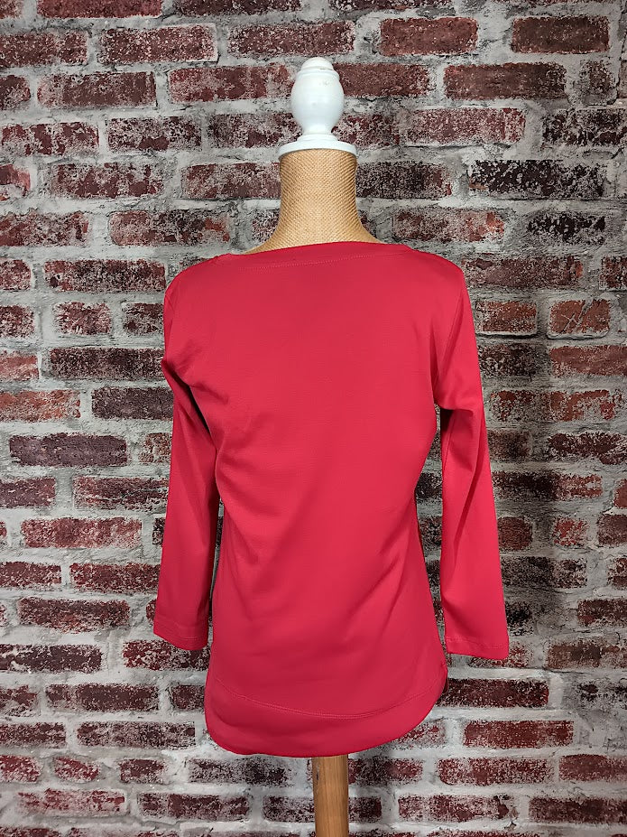 Red 3/4 Sleeve Knit Top