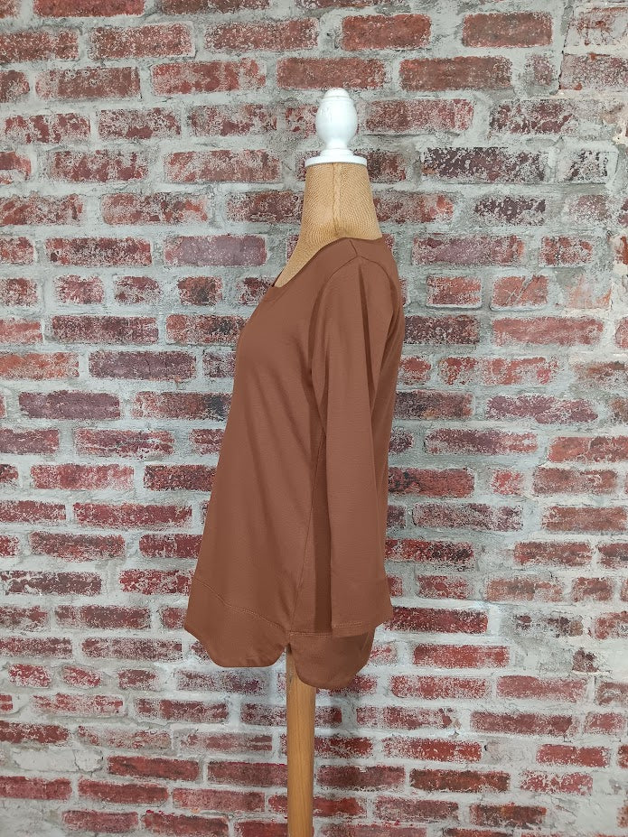 Chocolate 3/4 Sleeve Knit Top