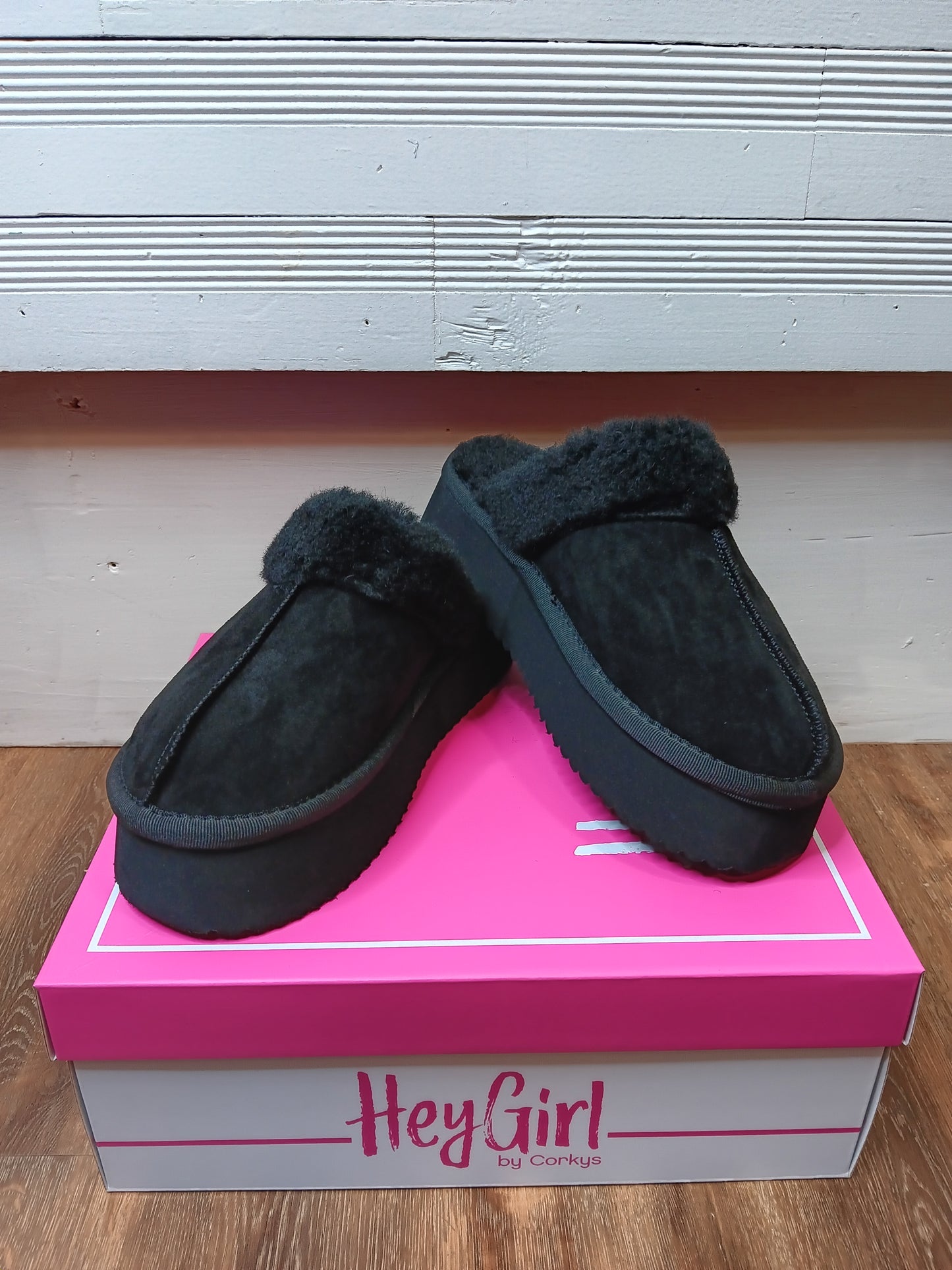 Black Faux Suede Cuddle Up Slippers