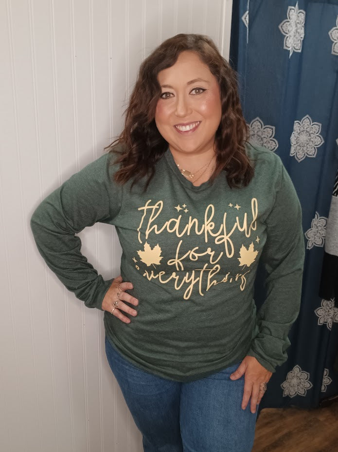 Green Thankful For Everything Long Sleeve T-Shirt