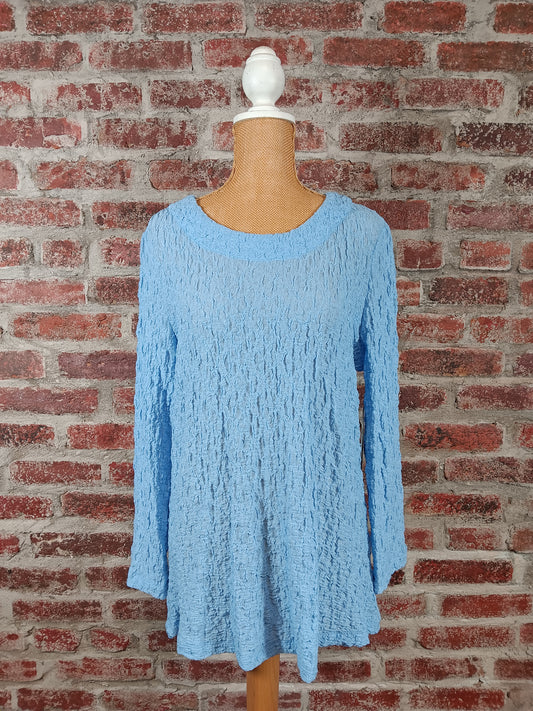 Corn Flower Blue Crepe Pleated Top