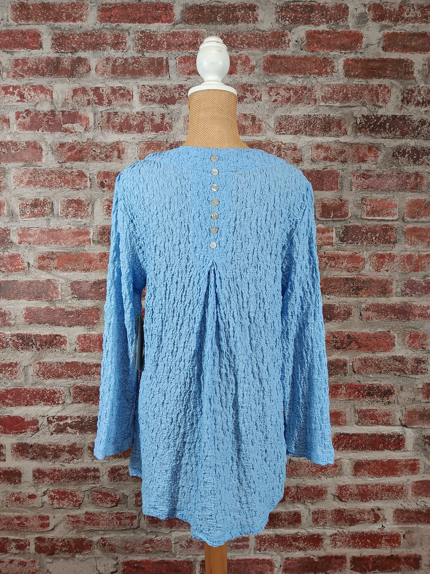 Corn Flower Blue Crepe Pleated Top