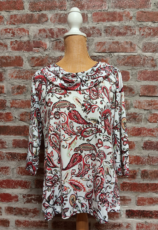 Paisley 3/4 Sleeve Pull On Top