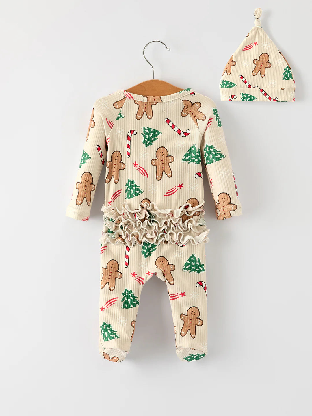 Christmas Girls Gingerbread Romper with Nightcap