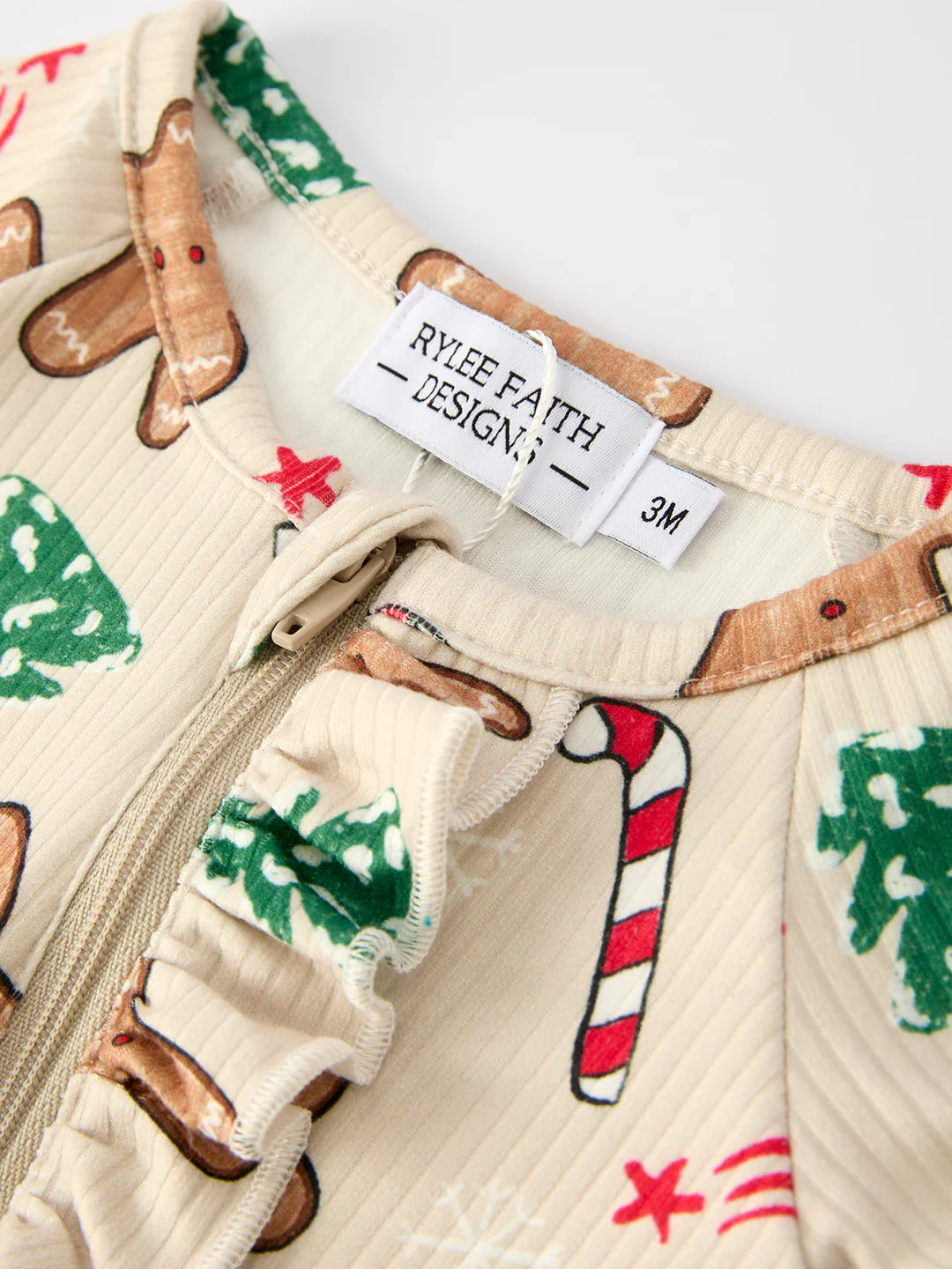 Christmas Girls Gingerbread Romper with Nightcap