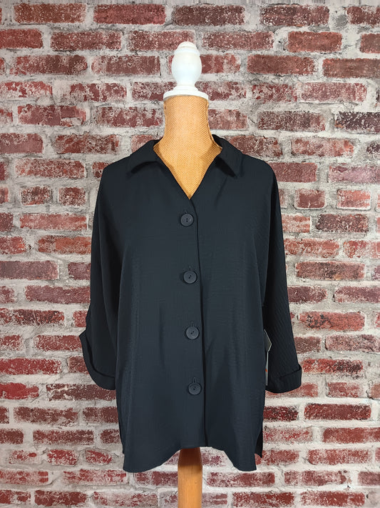 Black Turn Up Cuff 3/4 SLV Shirt