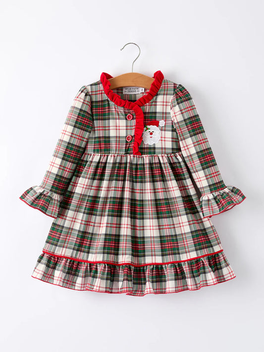 Christmas Girls Plaid Ruffle Dress