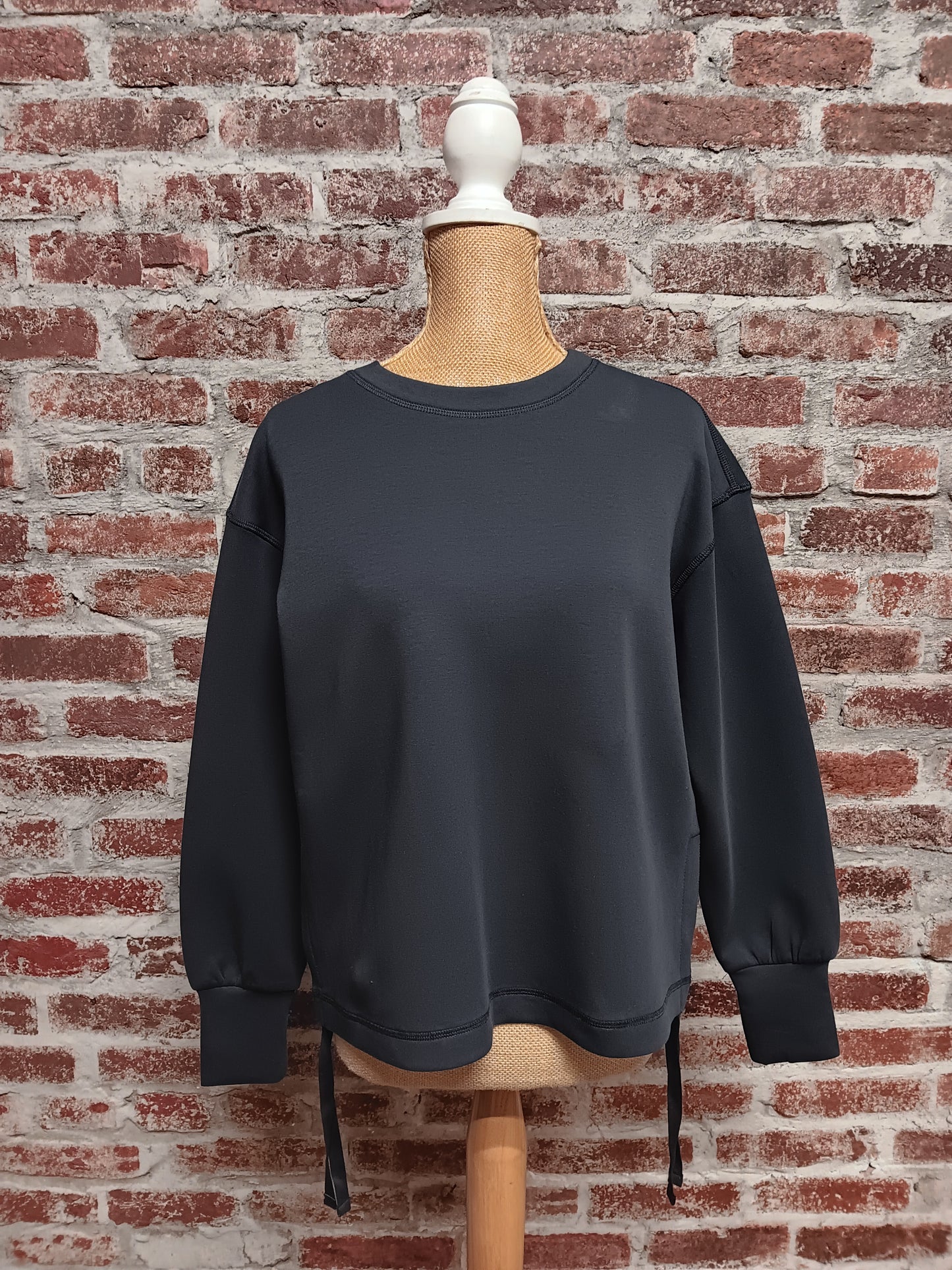 Charcoal L/S Knit Drawstring Sweatshirt