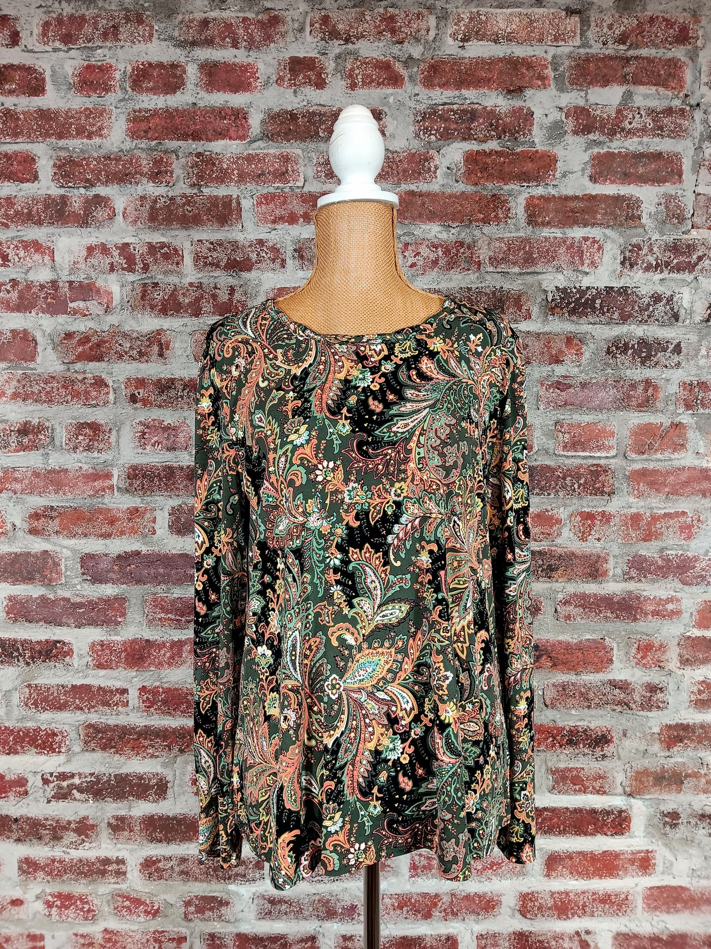Olive and Amber Paisley L/S Top