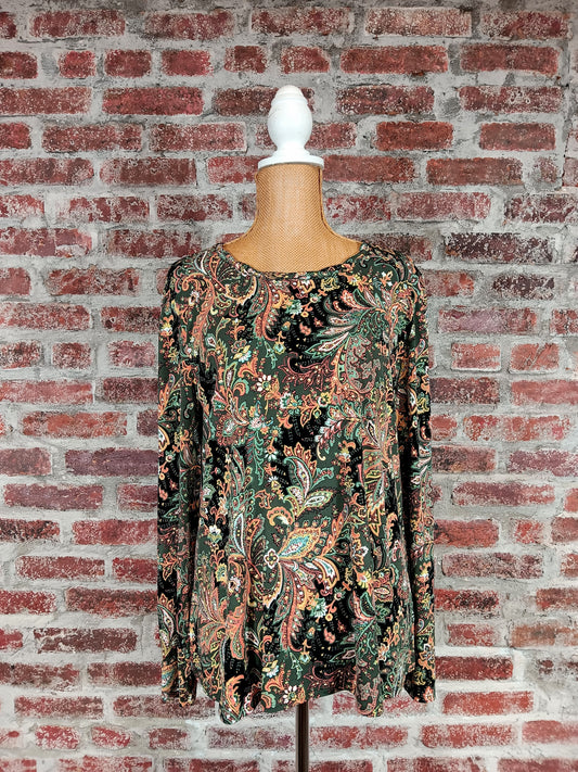 Olive and Amber Paisley L/S Top