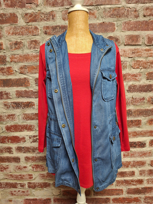 Washed Denim Drawstring Vest