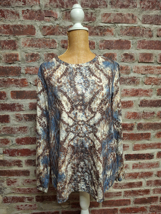 Multicolored Blue Brown Sequin Top