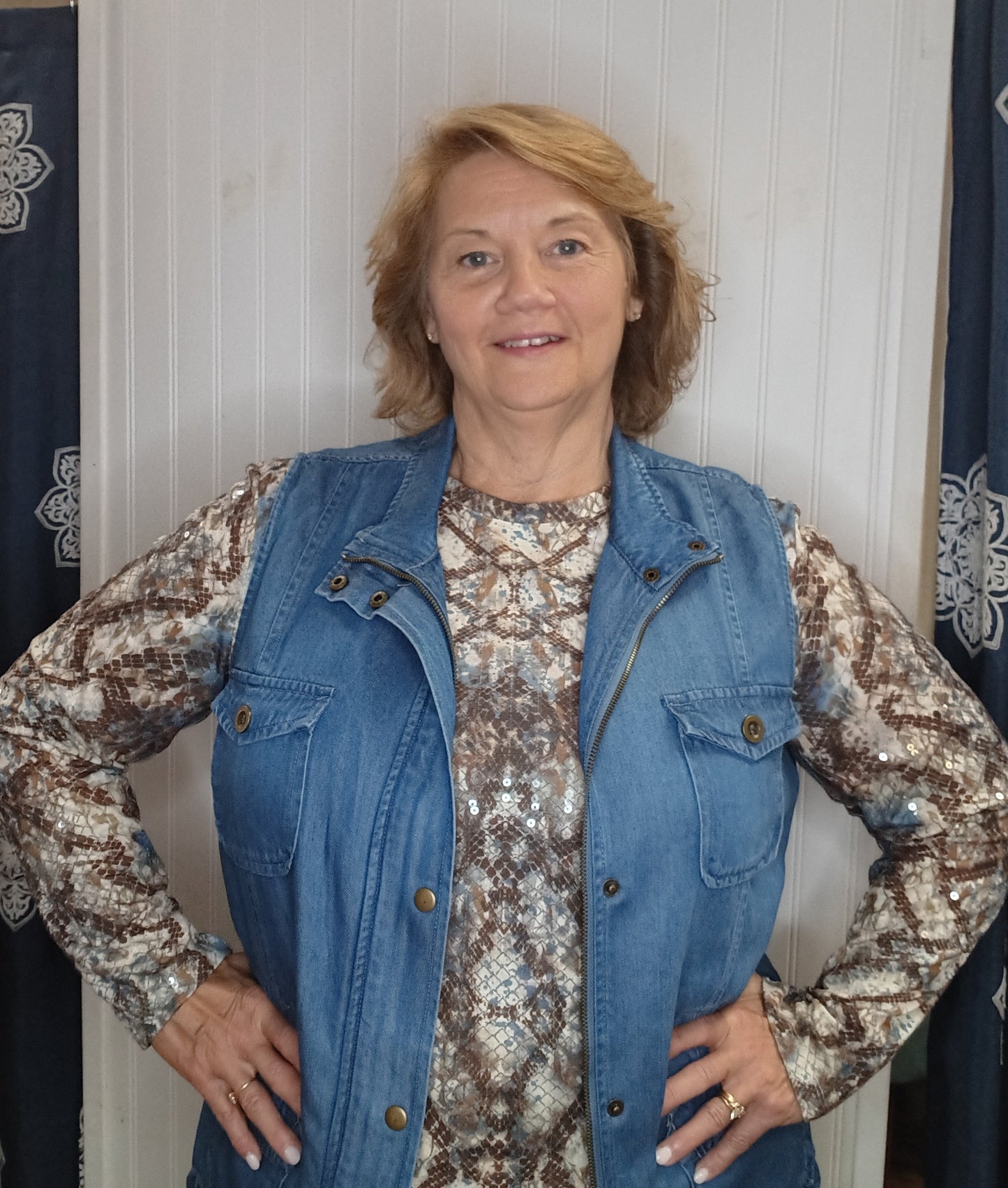 Washed Denim Drawstring Vest