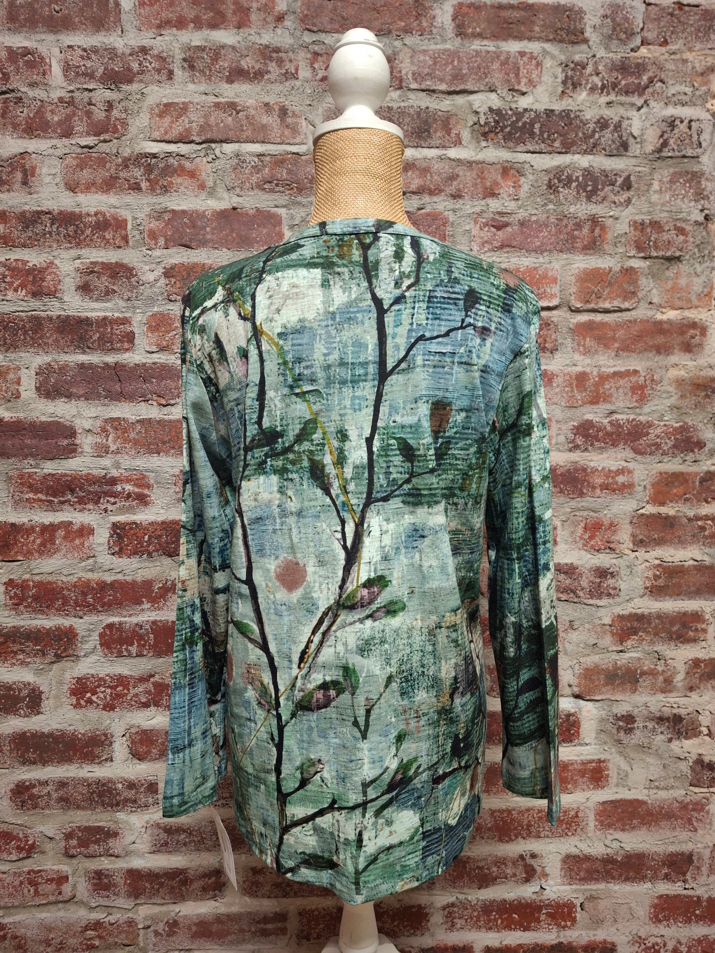 Teal Floral Front Seam Single Pocket Top Plus Size