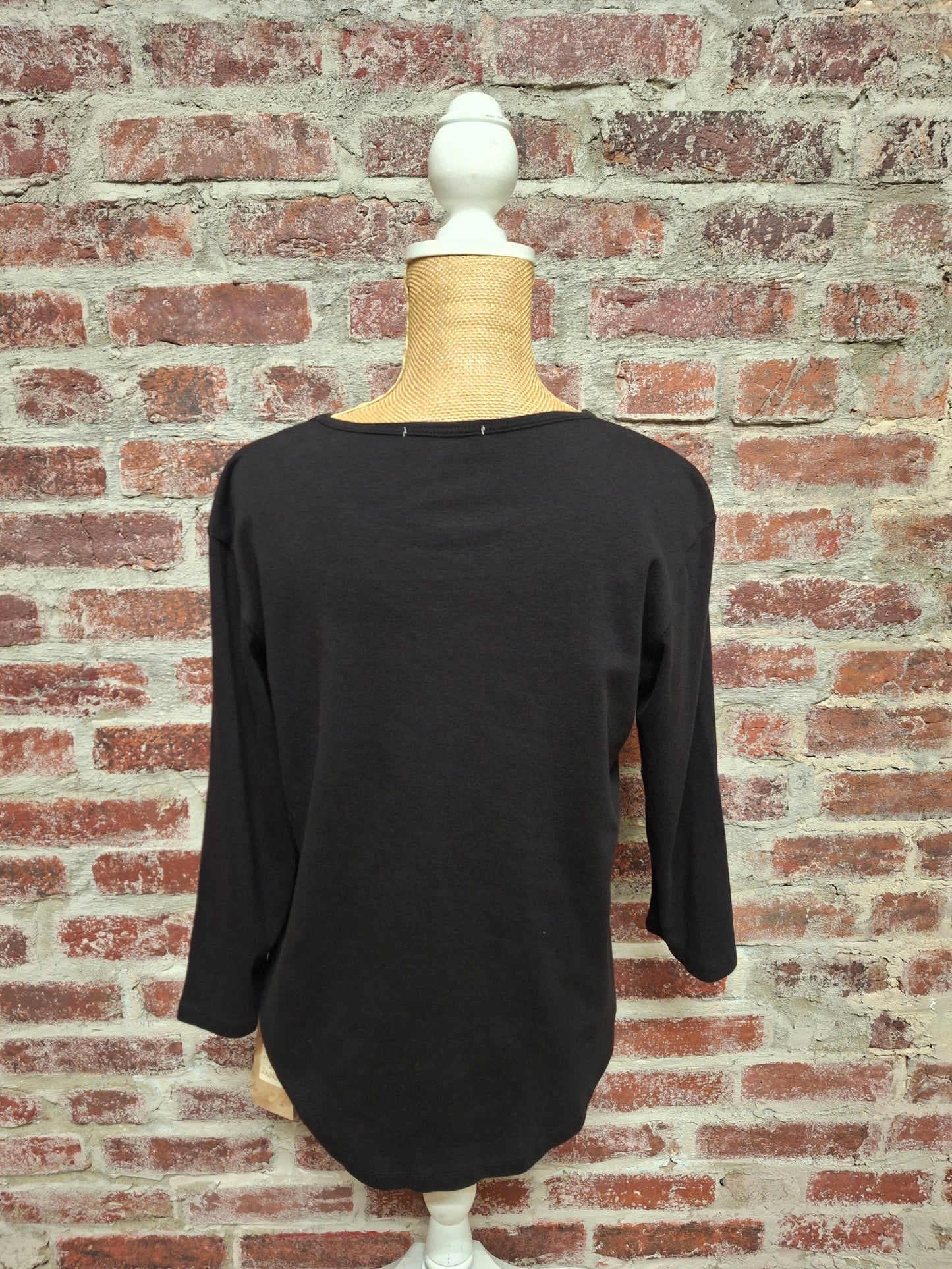 Jet Black Floral 3/4 Sleeve Tunic Top