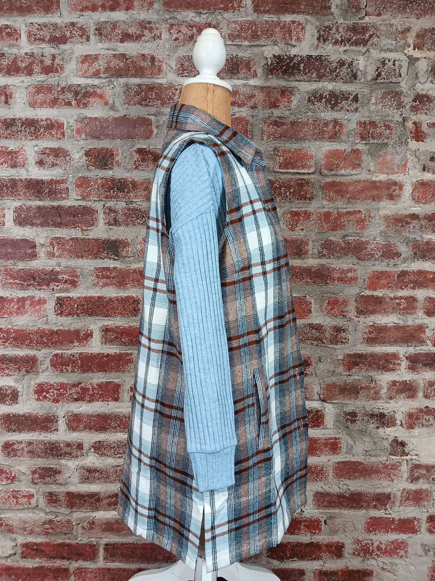 Blue Plaid Flannel Vest