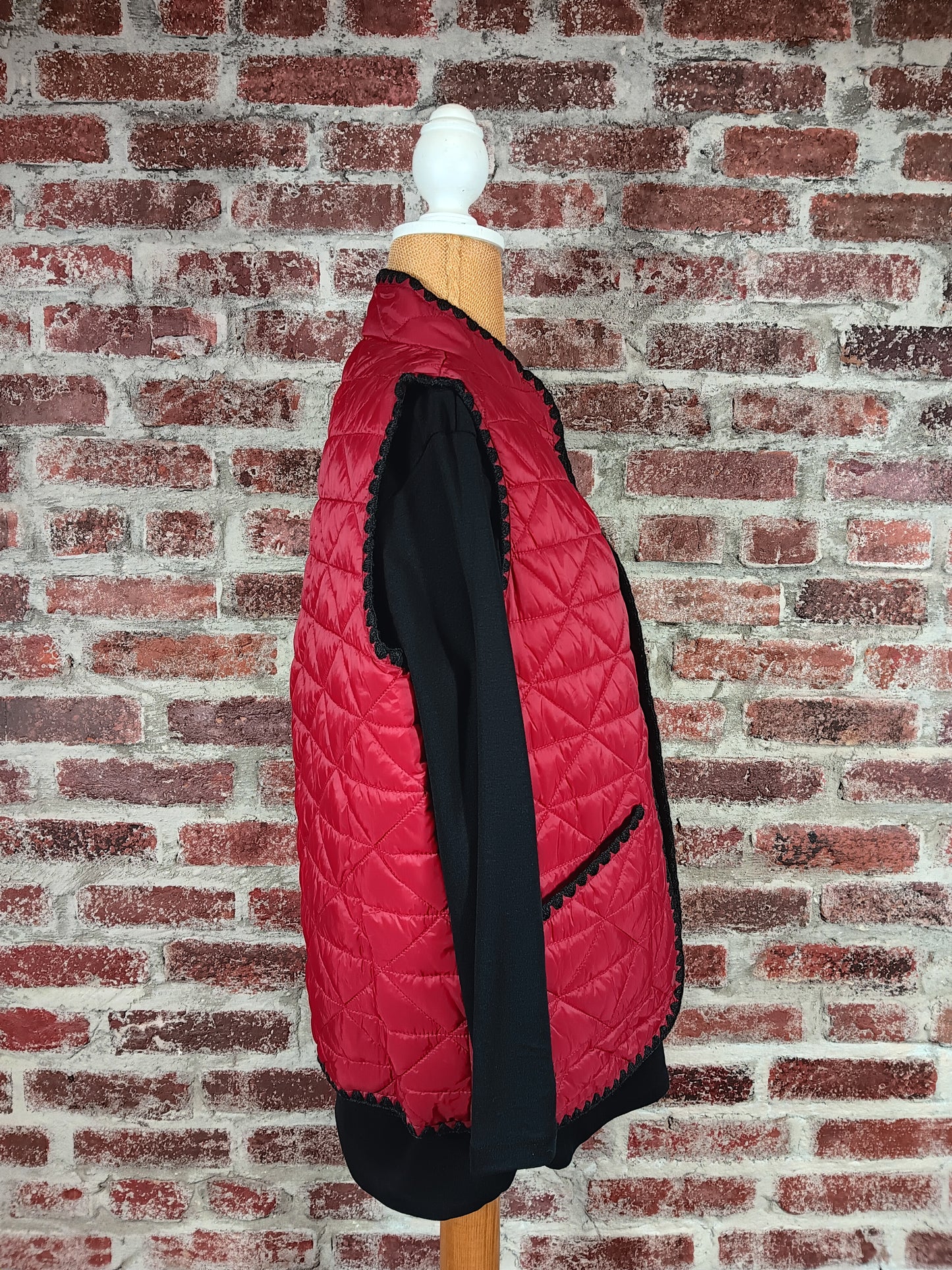 Crimson Quilted Snap Button Vest