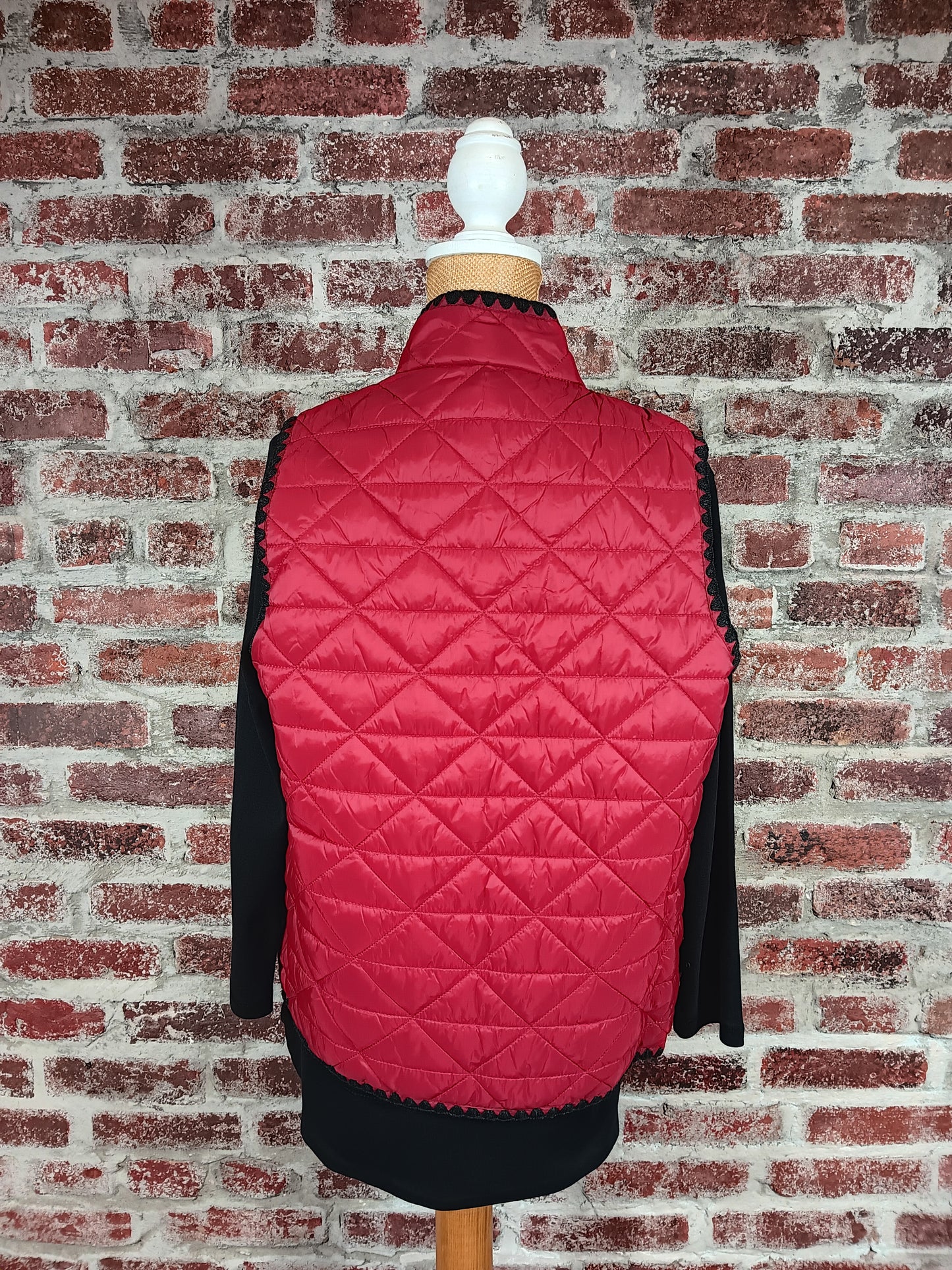 Crimson Quilted Snap Button Vest
