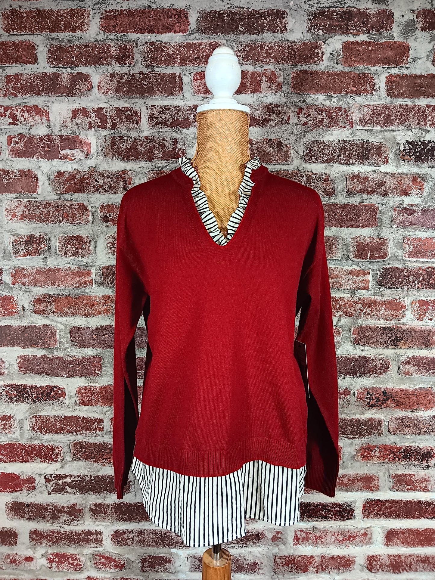 Crimson Two Piece Look Sweater Top