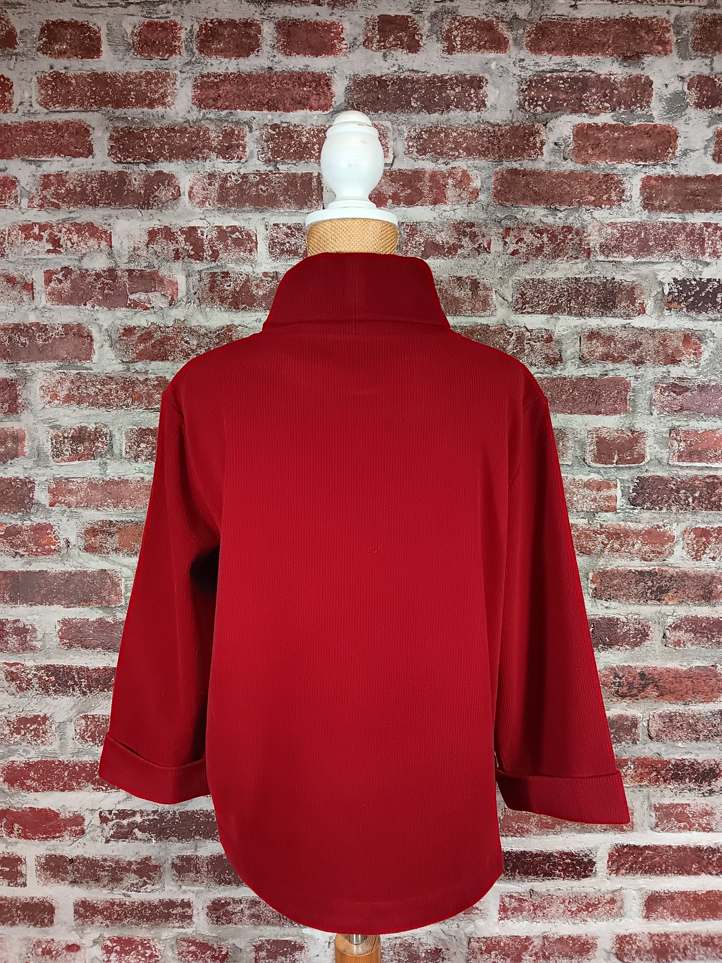 Crimson Turtleneck Side Button Top