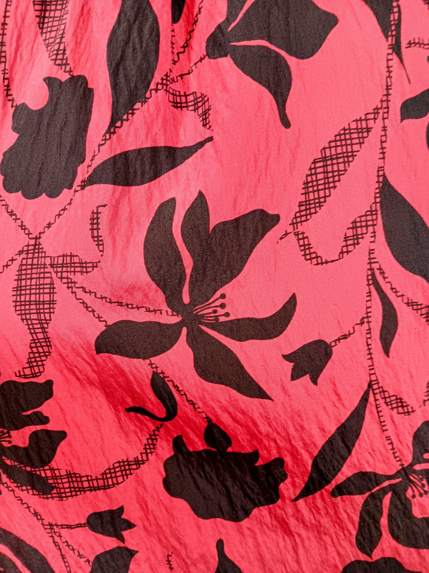 Crimson Plaid and Floral Button Up Shirt